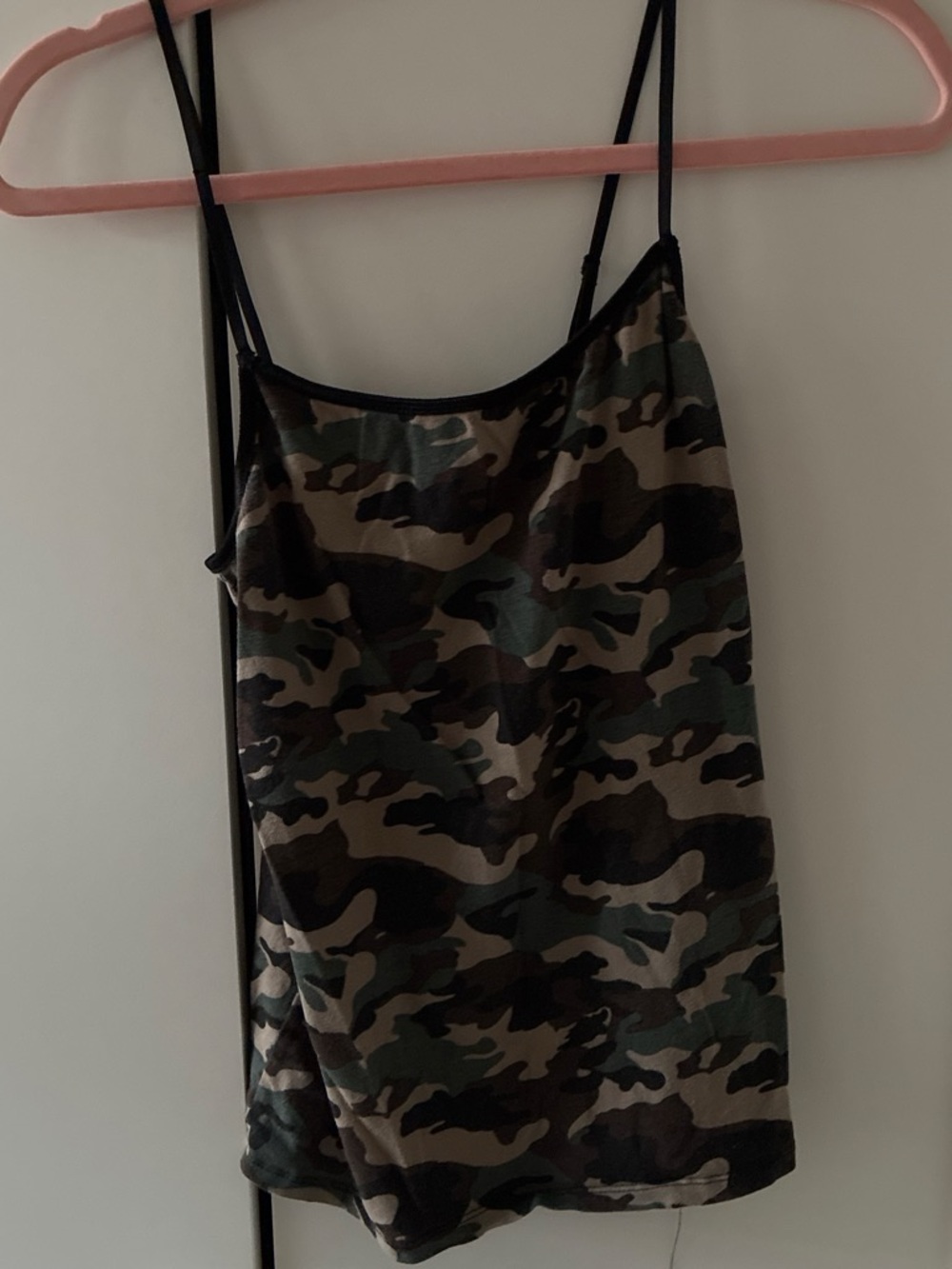 Camo Print Spaghetti-Strap Camisole in Olive and Brown